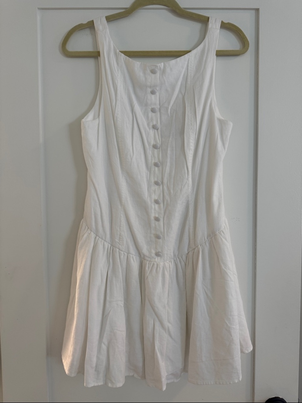 Wild Fable White Sleeveless Faux Button-Front Mini Sundress